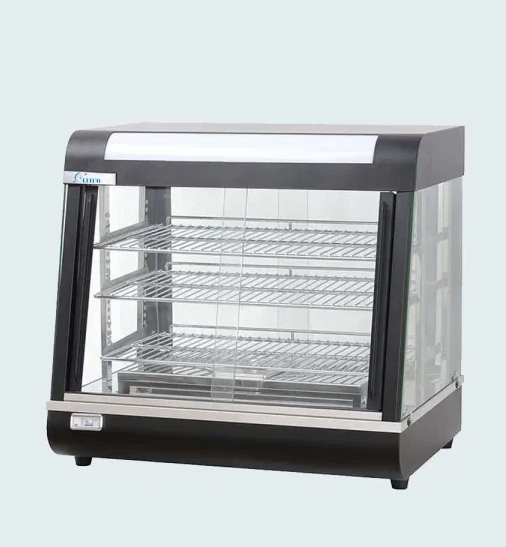 stainless steel tabletop hot food display cupbord curve glass display for sale in sri lanka